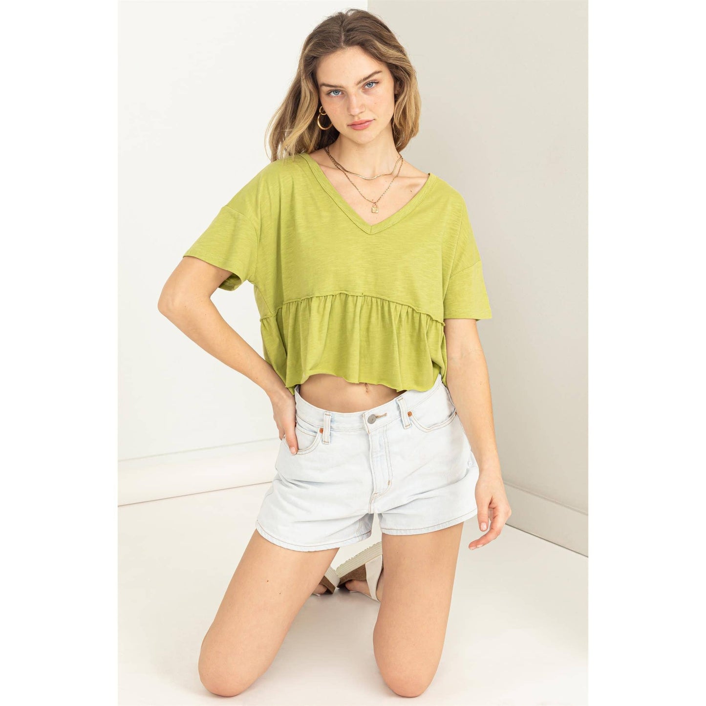 Green BabyDoll Top