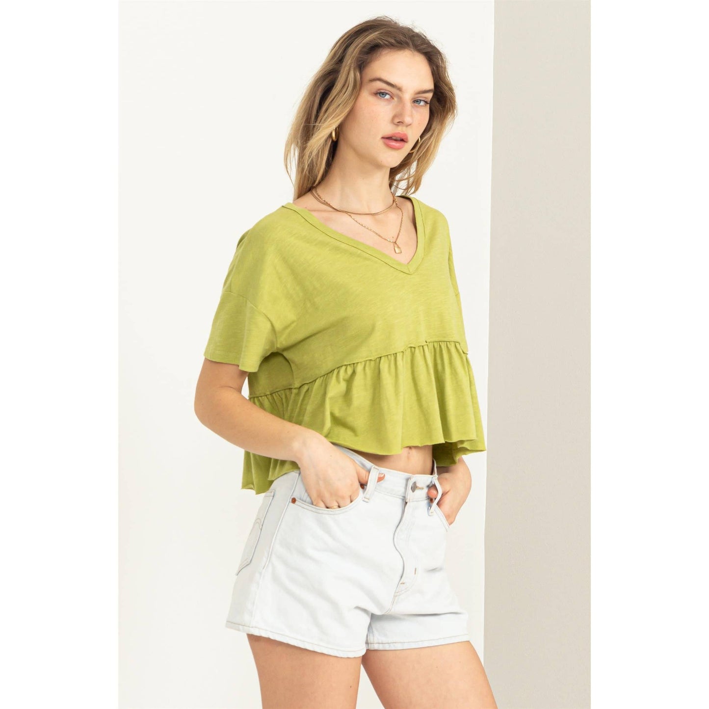 Green BabyDoll Top