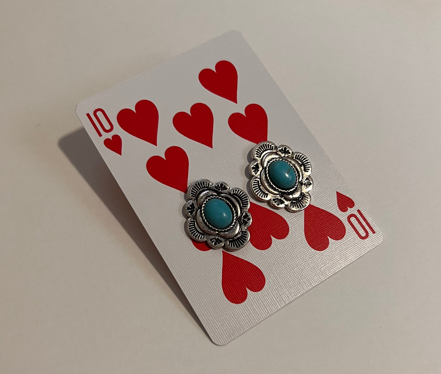 Stone Silver Concho Flower Studs