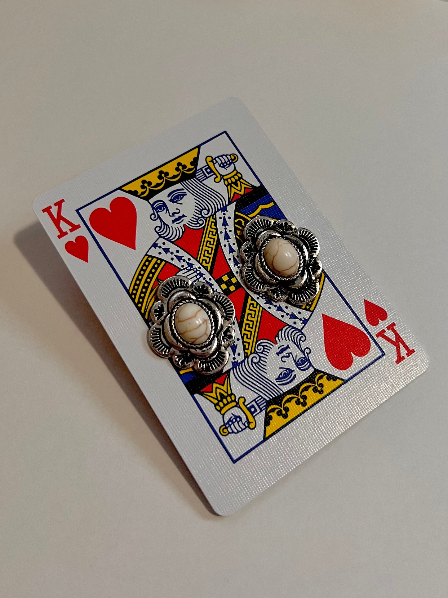 Stone Silver Concho Flower Studs